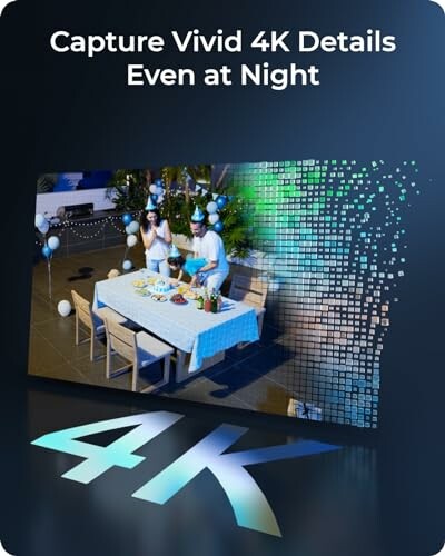 4K image showing a family dining outdoors at night