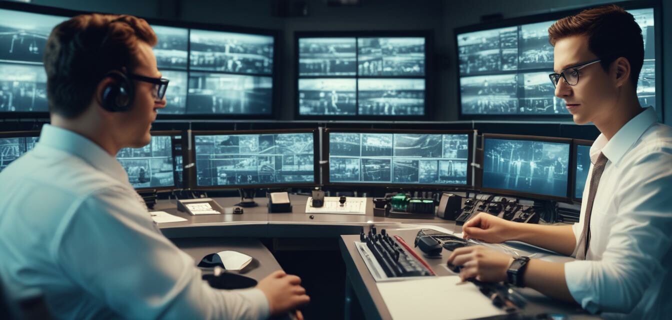 Professional monitoring team in a control room