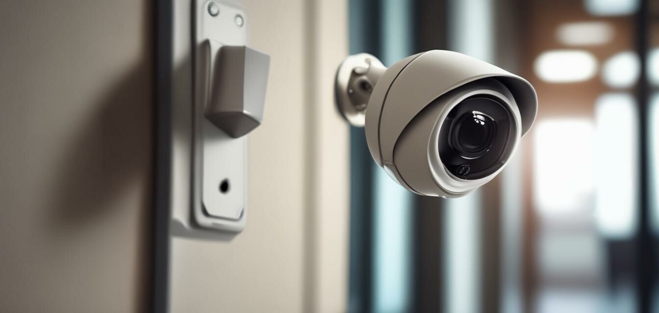 Image of a wired security camera in a commercial setting