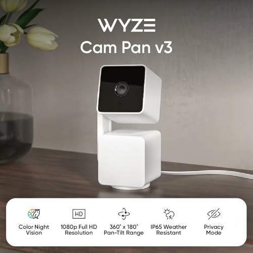 Wyze Cam Pan v3 security camera on table